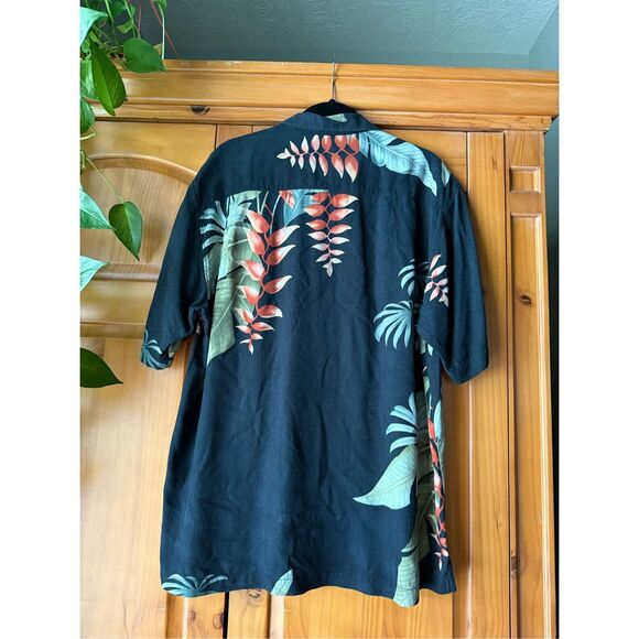 Tommy Bahama Shirt Mens L Blue 100% Silk Hawaiian Button Up Short Sleeve Floral - Picture 5 of 9